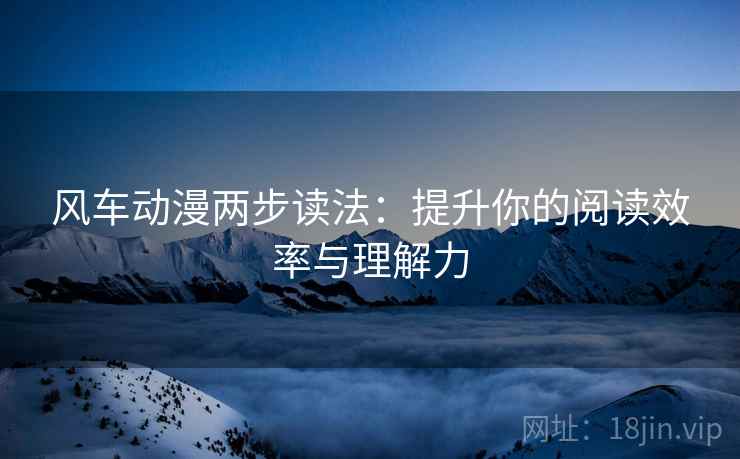 风车动漫两步读法:提升你的阅读效率与理解力 风车动漫两步读法:提升你的阅读效率与理解力